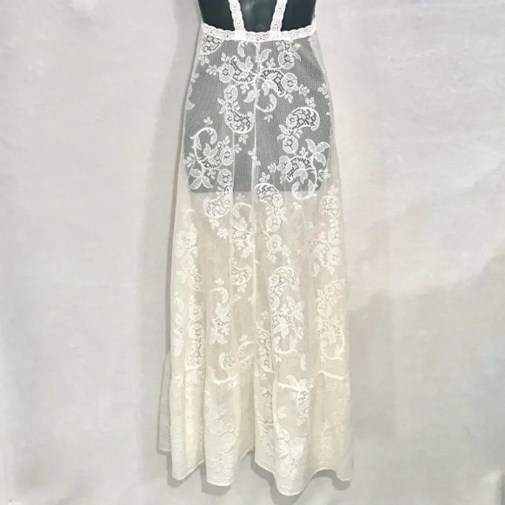 ⭐️ Vintage 1950’s Vassarette Lace Paisley & Floral Nightgown and Overcoat Set - Picture 7 of 12